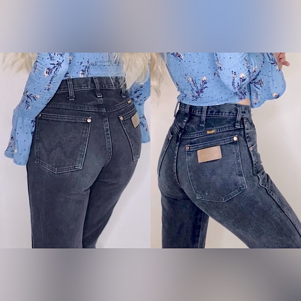 Vintage 80’s Wrangler Cowboy Cut High Waist Westward 30x32 Black Jeans